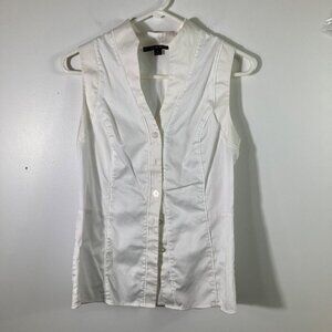 Womens Antonio‎ Melani White Vneck Button Sleeveless Top S